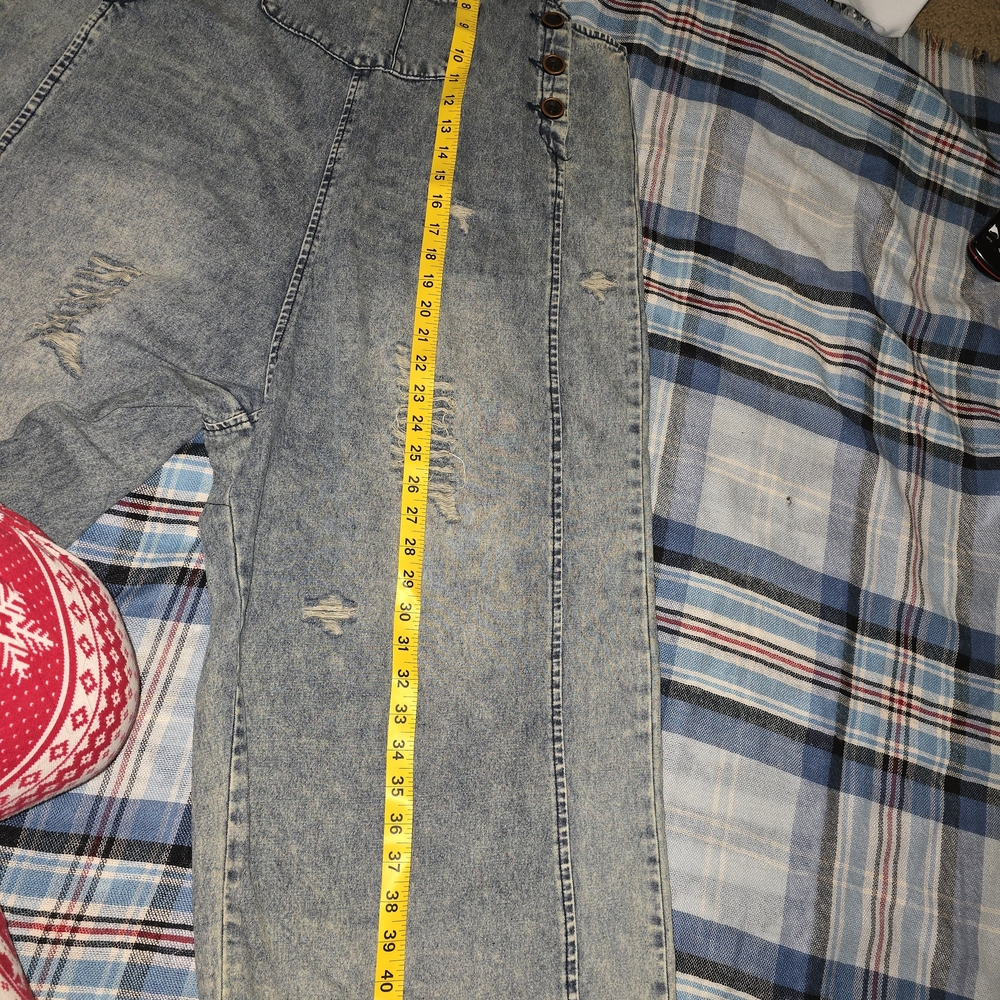 easel Light Blue Acid-Wash Denim Overalls - Picture 5 of 7